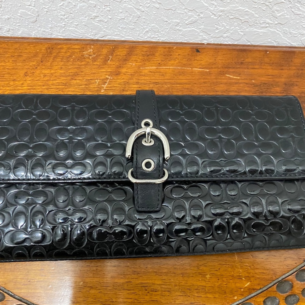 Coach Wallet, Black, Leather, Wristlet - Picture 3 of 10